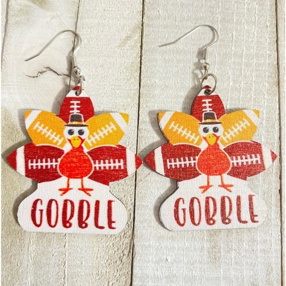 Jewelry - E35 ❤️ Thanksgiving Football Game Day Turkey Gobble Gobble Earrings Jewelry